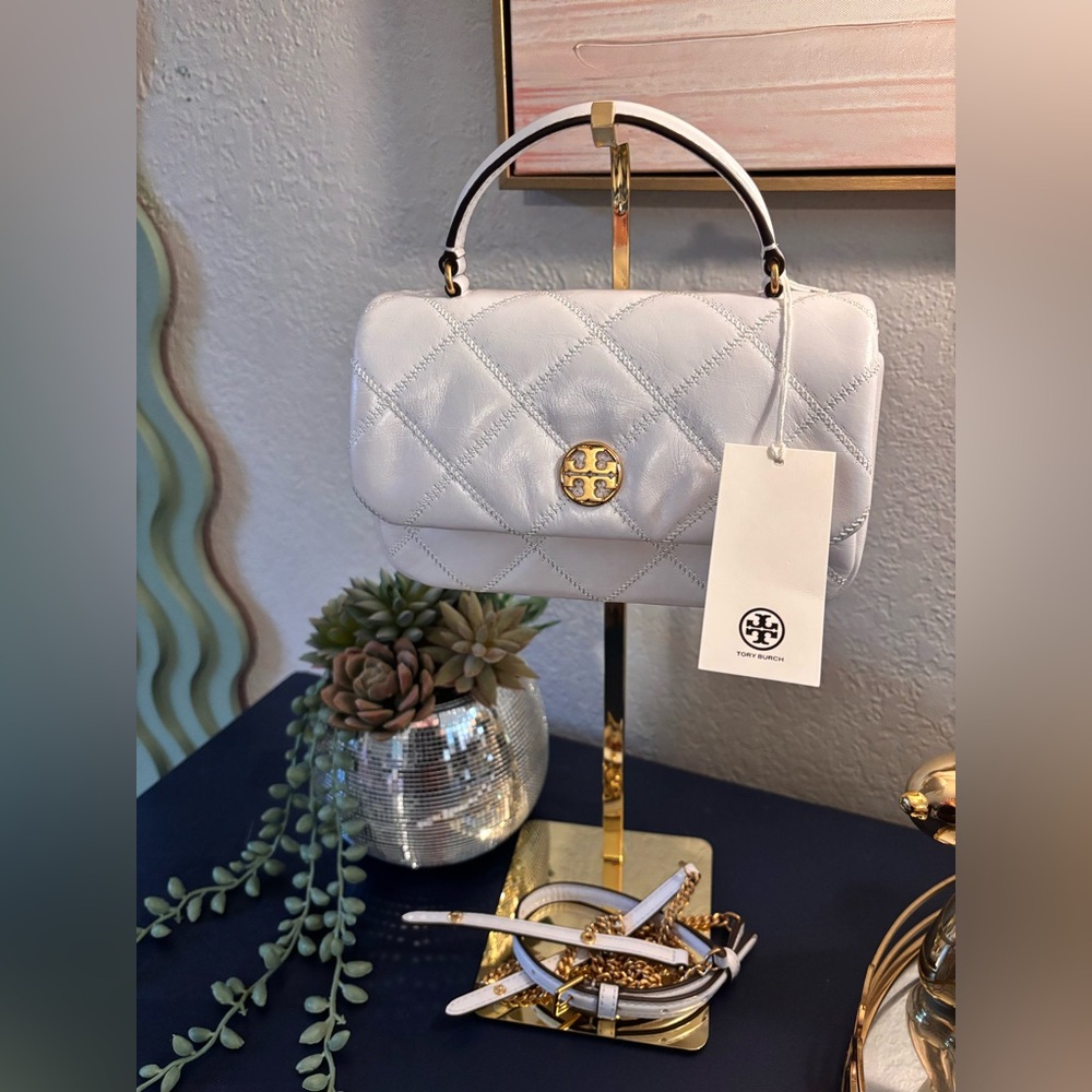 Tory Burch NWT✨White Quilted Leather top handle/crossbody